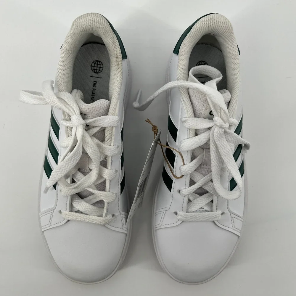 Adidas 1.5 Little Kid Grand Court 2.0 Lace Up Sneakers White Green Casual‎ NWT